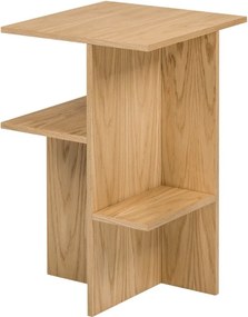 Noptieră în culoare naturală cu rafturi cu aspect de lemn de stejar Atik – noo.ma