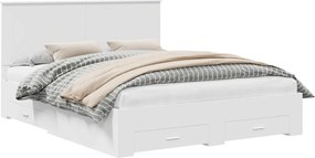 vidaXL Cadru de pat cu headboard Alb 160 x 200 cm Lemn compozit