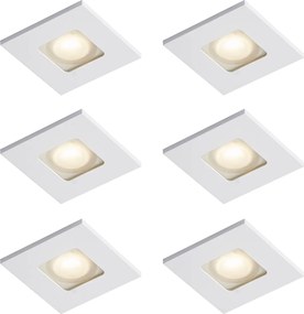 Set de 6 spoturi încastrate moderne albe pătrate IP44 - Qure