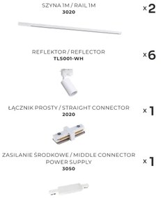 Spot în sistem de șină Zuma Line 3046 TUBE 6xGU10/35W/230V alb