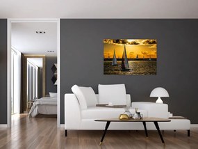 Tablou cu iaht în apus de soare (90x60 cm)
