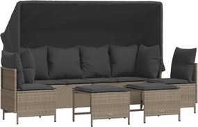 vidaXL Set canapele de grădină cu perne, 5 piese gri deschis poliratan