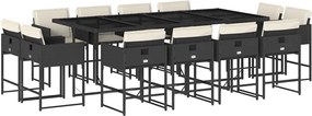 vidaXL Set mobilier de grădină cu perne, 13 piese, negru, poliratan