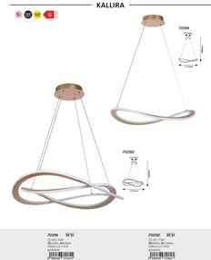 Lustra LED suspendata din metal auriu Kallira D-52cm