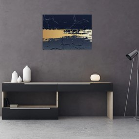 Tablou - Albastru și aur abstracție N⁰2 (70x50 cm)