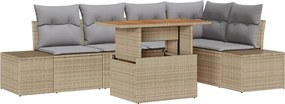 vidaXL Set de masă pentru grădină cu pernă 6 pcs Bej și gri