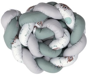 Aparatoare laterala pat Bumper impletit, inchidere velcro, Bumbac Caprioara mica, 180X21 cm