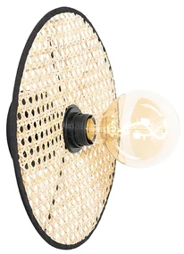 Lampă rustică de tavan și perete neagră cu ratan 30 cm - Kata