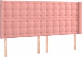 vidaXL Tăblie de pat cu aripioare, roz, 203x16x118/128 cm, catifea