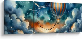 Tablou - Zbor sub cerul nopții (cu ceas) (90x30 cm)