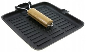 Tigaie grill din fonta Kinghoff KH 1107, 24 cm, Maner pliabil, Inductie, Negru