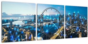 Tablou - Rețeaua orașului (cu ceas) (90x30 cm)