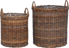 vidaXL Ghiveci coș cu depozitare 2 pcs Maro Ratan Lacak