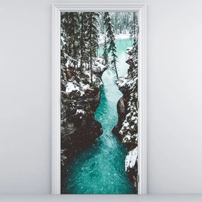 Fototapet pentru ușă - Râul de munte iarna (95x205cm)