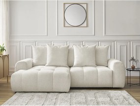 Colțar alb extensibil/cu spațiu de depozitare cu tapițerie din chenille (cu colț pe partea stângă/cu șezlong) Roxelane – Bobochic Paris