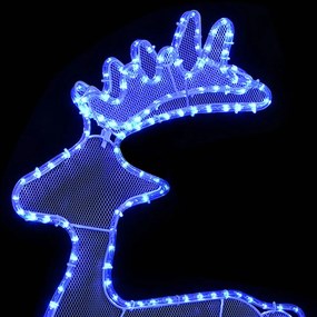 Decoratiune de Craciun ren, cu plasa, 306 LED-uri, 60x24x89 cm 1, Albastru
