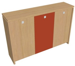 Dulap mediu pentru haine Verno 188 x 46 x 130 cm, uși combinate, stejar deschis / portocaliu