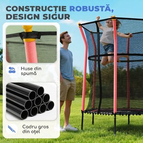 HOMCOM Trambulină Elastică pentru Copii 3-10 Ani cu Intrare cu Fermoar și Țevi Căptușite, Ø163,5x190 cm, Roșu | Aosom Romania