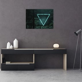 Tablou pe sticlă - Triunghi de neon în junglă (70x50 cm)