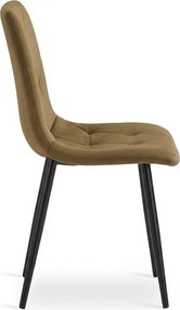 Scaun de catifea maro LIBRA OLIVE BROWN cu picioare negre