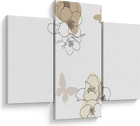 Tablou - Flori bej cu fluture N⁰2 (90x60 cm)