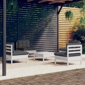 vidaXL Set mobilier grădină cu perne antracit, 5 piese, lemn de pin