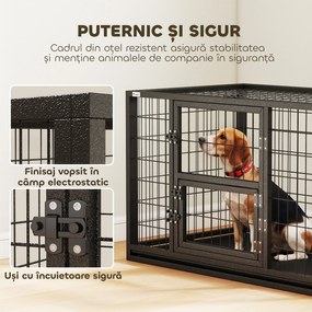 PawHut Cușcă pentru Câini Robusta, 94x60x64 cm, cu Tavă Detașabilă. | Aosom Romania