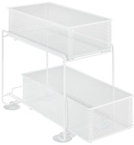 Suport cu 2 coșuri metalic alb cu ventuze Wenko