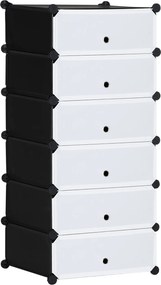 HOMCOM Mobilier pentru incaltaminte modular, 6 cuburi 45x35x17cm din plastic PP si otel, alb | Aosom Romania