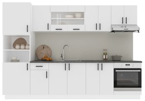 Set Bucatarie Karo V27, Alb, Blat Thermo 28 mm, L 300 cm