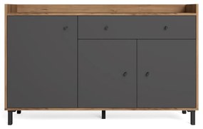 Comodă joasă gri cu aspect de nuc 132x84 cm Malta - Marckeric