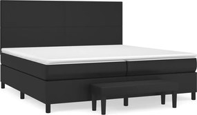 vidaXL Pat box spring cu saltea, negru, 200x200 cm, piele ecologică