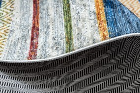 ANDRE 35950 covor lavabil Linii, geometric anti-alunecare - albastru / galben