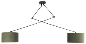 Lampă suspendată inteligentă neagră cu abajur 35 cm verde incluzând 2 Wifi A60 - Blitz