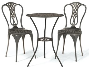 317753 vidaXL Set mobilier bistro, 3 piese, bronz, aluminiu turnat