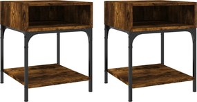 vidaXL Noptiere, 2 buc., stejar fumuriu, 40x41x50 cm, lemn compozit