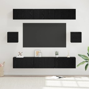vidaXL Set comodă TV 8 pcs Stejar negru 60 x 30 x 30 cm Lemn compozit