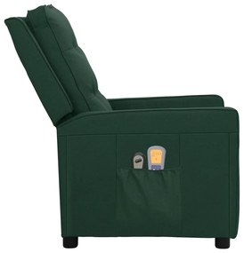 Fotoliu de masaj rabatabil electric, verde inchis, textil 1, Verde inchis