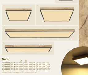Plafoniera LED cu aspect lemn design slim DORO 36W