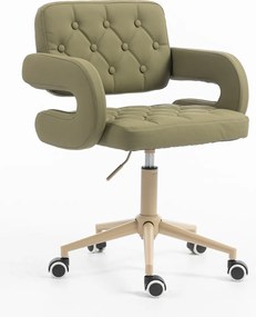 HR8403K Scaun Khaki Piele Ecologica Premium Soft cu Bază Crem