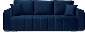 Canapea Extensibilă 3 locuri DIEGO, cu ladă de depozitare, 230x92x90 cm, Velutto-Albastru
