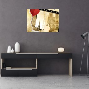 Tablou pe sticlă - Amintiri din Paris (70x50 cm)