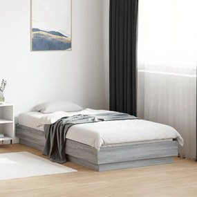 vidaXL Cadru de pat, gri sonoma, 75x190 cm, lemn prelucrat