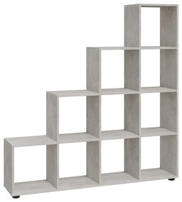 342598 vidaXL Bibliotecă în trepte, gri beton, 142 cm, lemn compozit