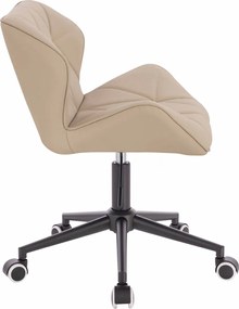 HR111K Scaun Crem Piele Ecologica Premium Soft cu Bază Neagră