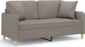 vidaXL Canapea cu 2 locuri cu pernuțe, gri taupe, 140 cm, textil