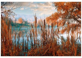 Fototapet lacul în mijlocul naturii de toamnă