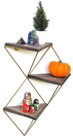 Raft de perete decorativ Duvelo 18 (nuc + auriu) . Promo -6%. 1093669