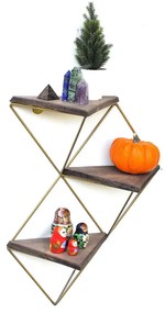 Raft decorativ de perete Duvelo 5 (Nuc + auriu) . 1093669