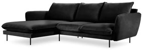 Coltar tapitat Vienna 5 locuri velvet/picioare negre – L255 x l170 x h95